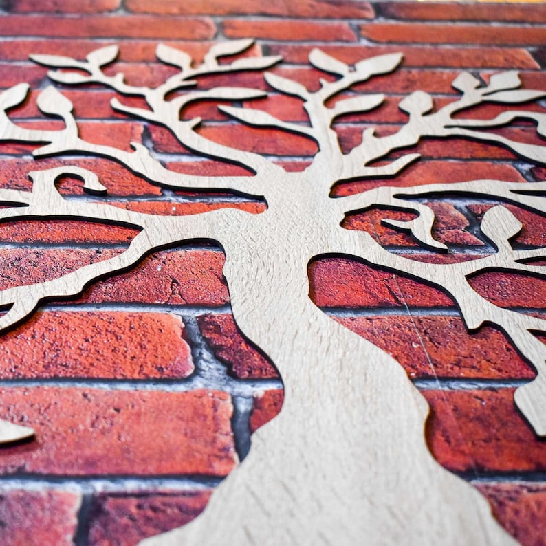 Baum des Lebens Wandkunst, 3D Holzdekoration, spirituelles Symbol, 12 Farben, verschiedene Größen