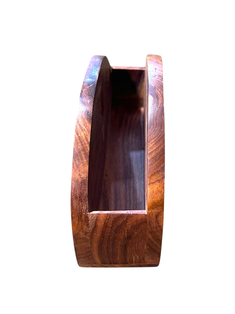 Serviettenhalter aus Holz mit Messingverzierung und floraler Gravur, Tischdeko-Organizer, Einzugsgeschenk