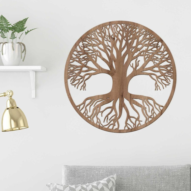 Baum des Lebens Wanddeko Gaius, 3D Holzdekoration, 12 Farben, 3 mm HDF