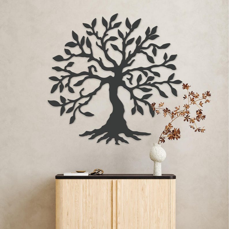 Baum des Lebens Wandkunst, 3D Holzdekoration, spirituelles Symbol, 12 Farben, verschiedene Größen