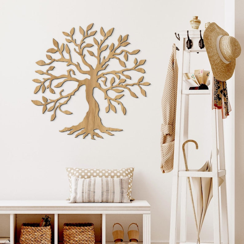 Baum des Lebens Wandkunst, 3D Holzdekoration, spirituelles Symbol, 12 Farben, verschiedene Größen