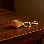 Rotkehlchen Holz Schlüsselanhänger Handgeschnitzt Taschenanhänger Mini Ornament 4,5cm