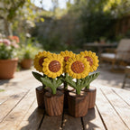 Handgeschnitzte Sonnenblumen-Holzskulptur, rustikales Bauernhaus-Dekor