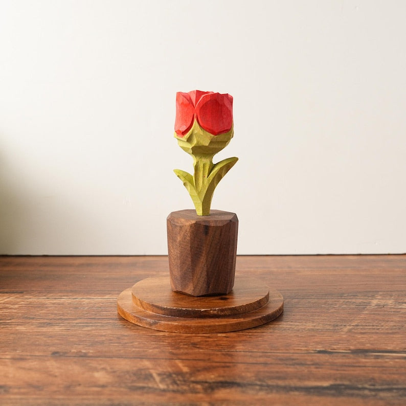 Holz Rosen Figur handgefertigt, Holzblume, Schreibtischdeko, Wohnkultur
