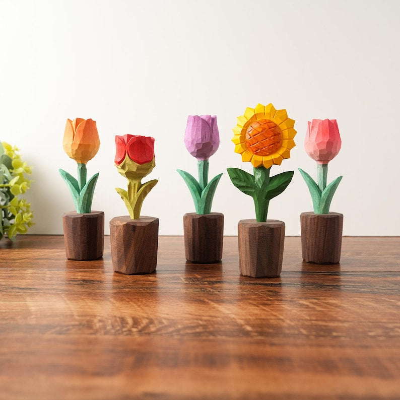 Holz Rosen Figur handgefertigt, Holzblume, Schreibtischdeko, Wohnkultur