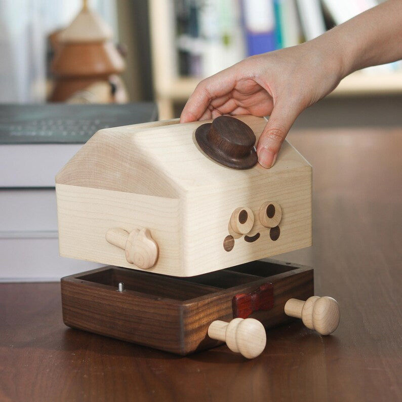 Holzhaus Taschentücherbox Deckel aus Walnuss und Ahorn, Halter für quadratische Taschentücher