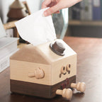 Holzhaus Taschentücherbox Deckel aus Walnuss und Ahorn, Halter für quadratische Taschentücher