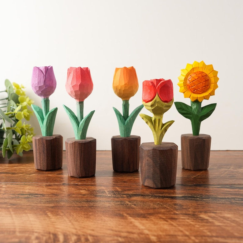 Holz Rosen Figur handgefertigt, Holzblume, Schreibtischdeko, Wohnkultur
