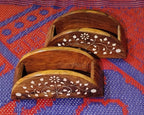 2er Set Holz Seidenpapierhalter mit Blumenmuster für Tischplatte Serviettenhalter