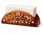 2er Set Holz Seidenpapierhalter mit Blumenmuster für Tischplatte Serviettenhalter