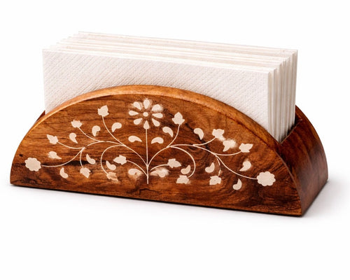 2er Set Holz Seidenpapierhalter mit Blumenmuster für Tischplatte Serviettenhalter