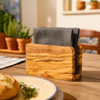 Serviettenhalter Olivenholz 16 x 10 x 5 cm Massivholz Honigbraun