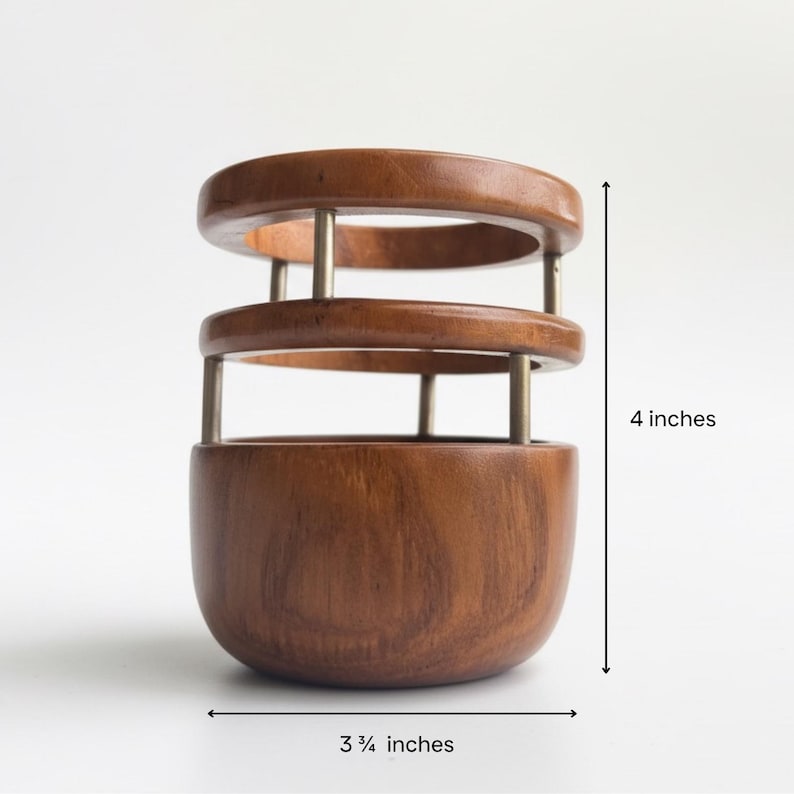 Teakholz Stifthalter, handgefertigter Schreibtischorganisator, rundes Design, 9,5 cm Durchmesser, Büro & Zuhause