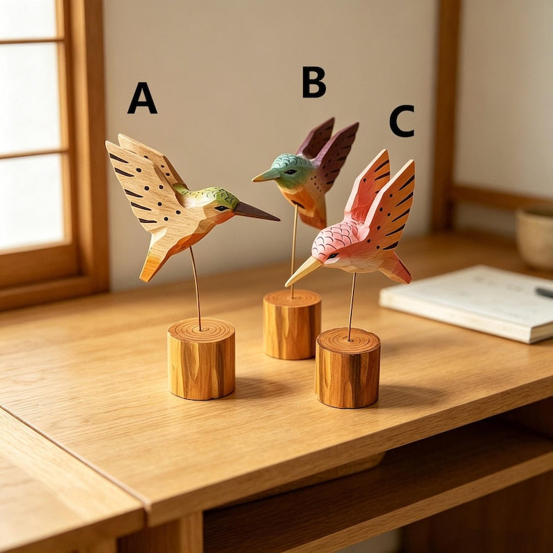 Handgeschnitzte Holz Kolibri Figur Schreibtisch Ornament Wohnkultur Geschenk 180mm