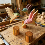 Handgeschnitzte Holz Kolibri Figur Schreibtisch Ornament Wohnkultur Geschenk 180mm
