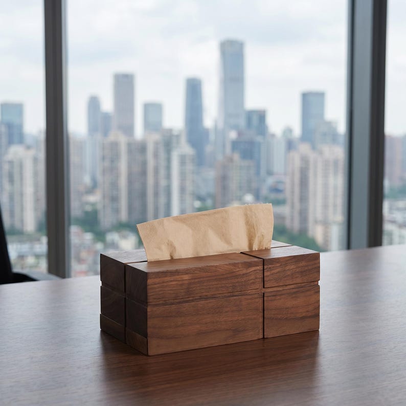 Massivholz Nussbaum Retro Taschentücherbox Halter 20x13x10 cm Tischdekoration Wohnaccessoires