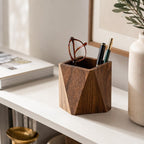 Stifthalter aus Walnussholz, Würfel-Desk-Organizer, Aufbewahrungsbox für Schreibwaren