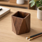Stifthalter aus Walnussholz, Würfel-Desk-Organizer, Aufbewahrungsbox für Schreibwaren
