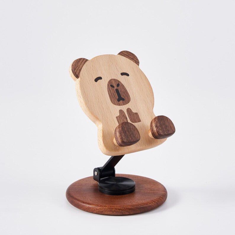 Holz Telefonhalter Capybara Handgefertigte Holzschnitzerei Tischdekoration Geschenk