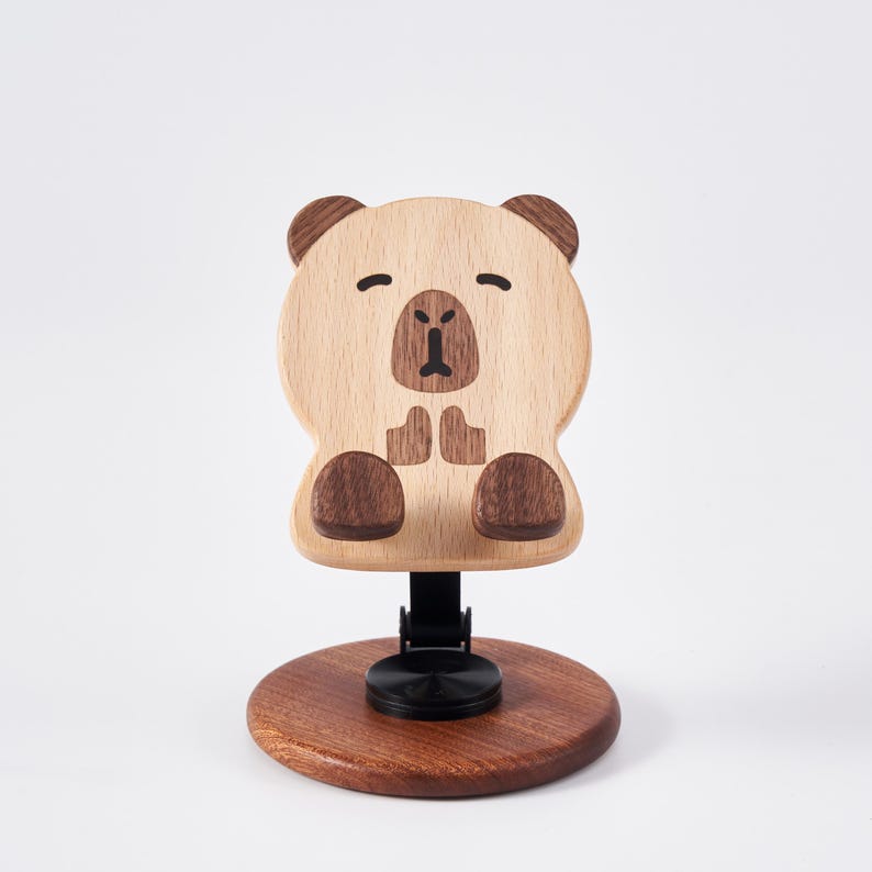Holz Telefonhalter Capybara Handgefertigte Holzschnitzerei Tischdekoration Geschenk