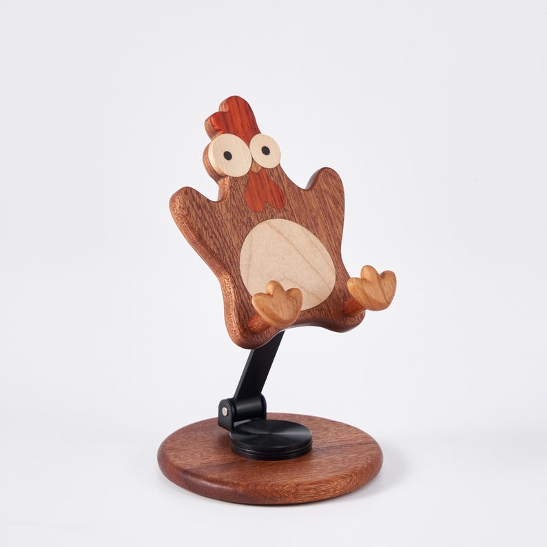 Holz-Huhn Telefonhalter Tischdekoration, Ahornholz, 10x16,8 cm, drehbar