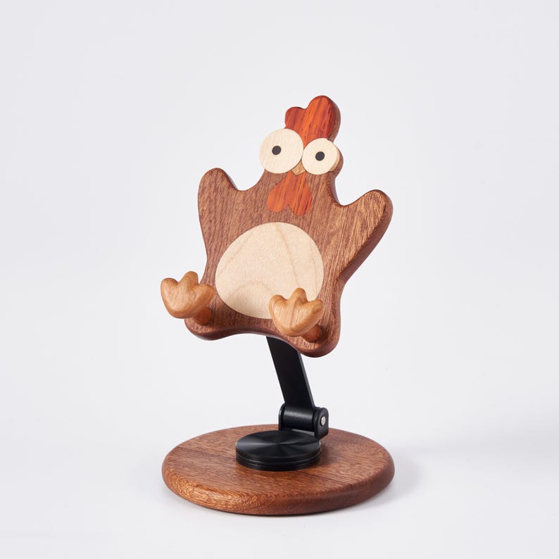 Holz-Huhn Telefonhalter Tischdekoration, Ahornholz, 10x16,8 cm, drehbar