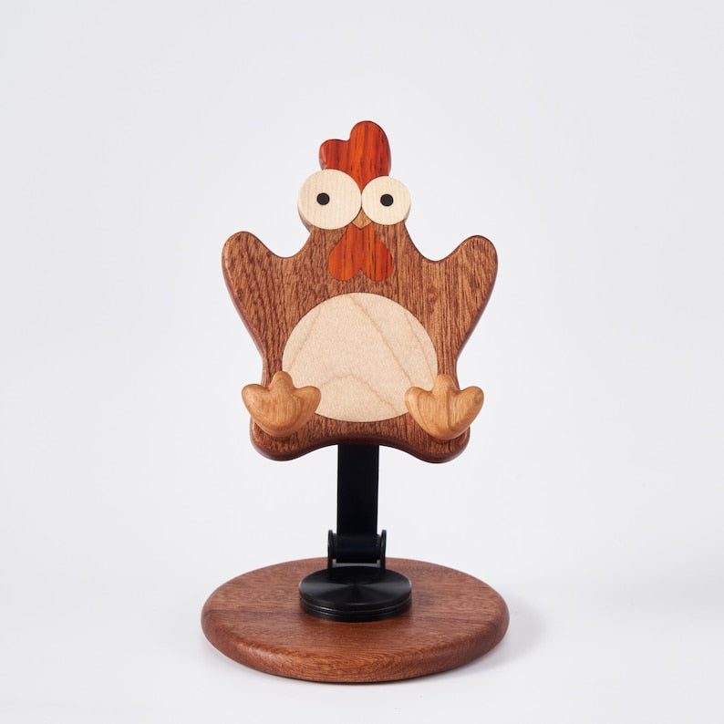 Holz-Huhn Telefonhalter Tischdekoration, Ahornholz, 10x16,8 cm, drehbar