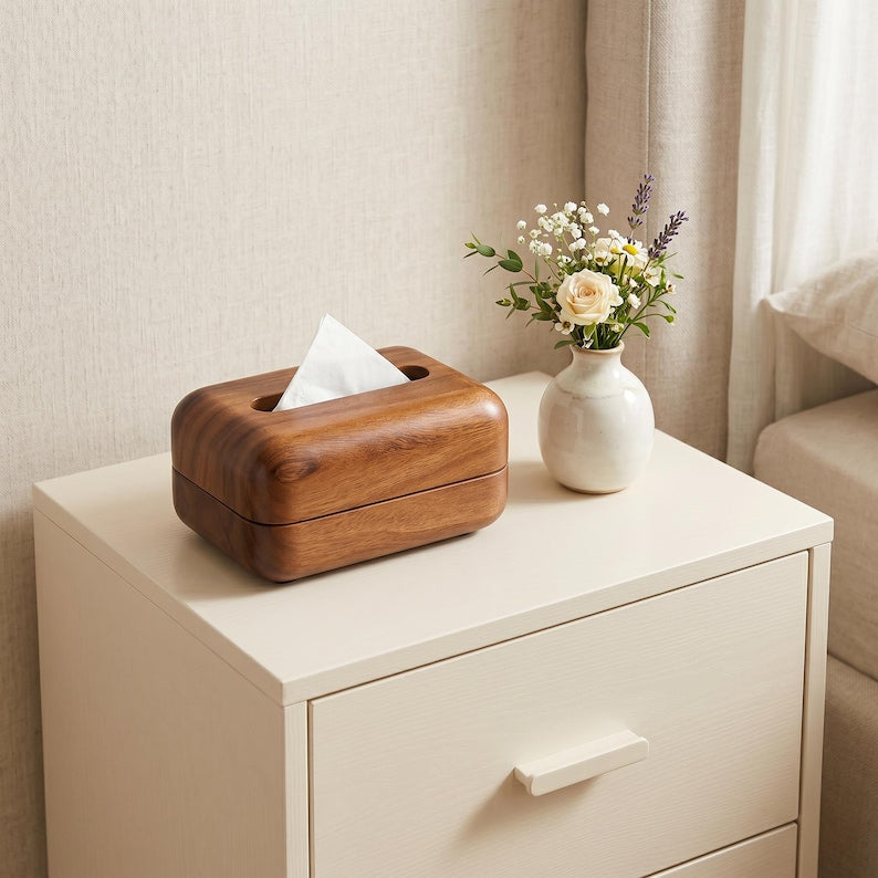 Nussbaum Massivholz Taschentuchbox Bezug Holztaschentuchhalter Wohnaccessoires