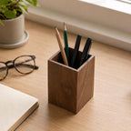 Stifthalter aus Walnussholz, Würfel-Desk-Organizer, Aufbewahrungsbox für Schreibwaren