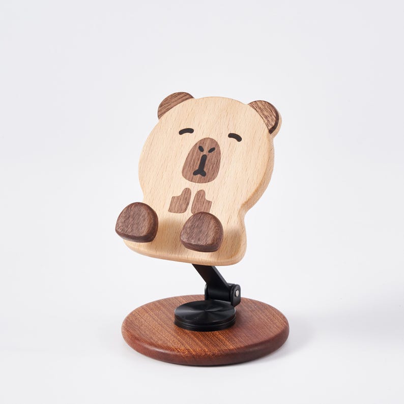 Holz Telefonhalter Capybara Handgefertigte Holzschnitzerei Tischdekoration Geschenk