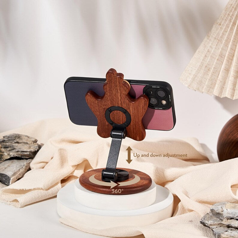 Holz-Huhn Telefonhalter Tischdekoration, Ahornholz, 10x16,8 cm, drehbar