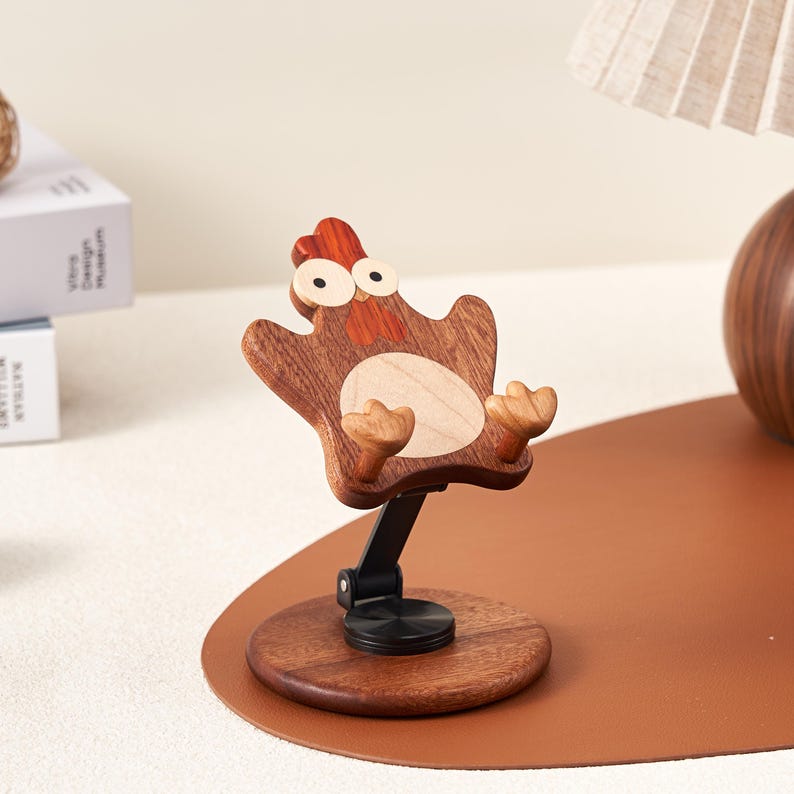 Holz-Huhn Telefonhalter Tischdekoration, Ahornholz, 10x16,8 cm, drehbar