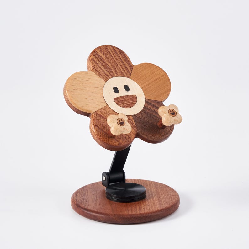 Holzblumen Handyhalterung Tischdekoration Buchenholz Ahornholz Sapeleholz 10x17 cm