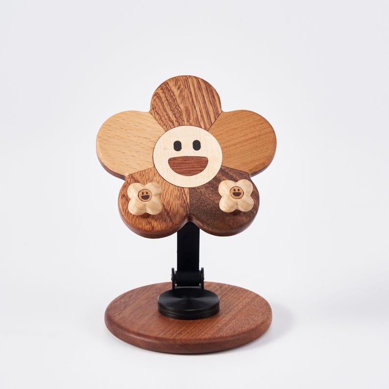 Holzblumen Handyhalterung Tischdekoration Buchenholz Ahornholz Sapeleholz 10x17 cm