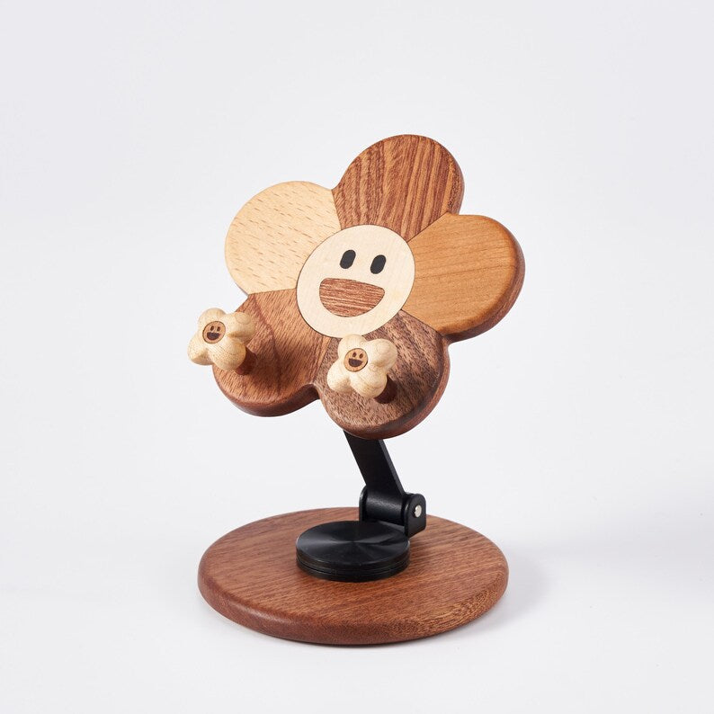 Holzblumen Handyhalterung Tischdekoration Buchenholz Ahornholz Sapeleholz 10x17 cm