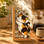 Katzen Buchstützen Glasmalerei Stil Holz Buchständer, Katzen Bücherregal Dekor, Katzenliebhaber Geschenk, Home Office Dekoration