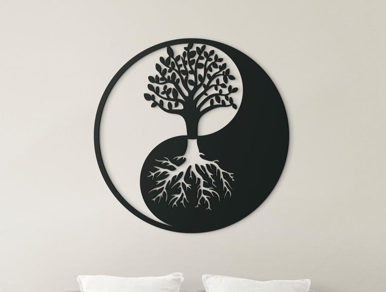 Runde 3D Holz Wanddekoration Yin Yang | Spirituelles Home Dekor