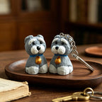 Handgeschnitzte Schnauzer Holzfigur und Schlüsselanhänger, 2 Stile, Taschenanhänger, Hund Accessoire