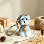 Handgeschnitzte Schnauzer Holzfigur und Schlüsselanhänger, 2 Stile, Taschenanhänger, Hund Accessoire