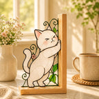 Katzen Buchstützen Glasmalerei Stil Holz Buchständer, Katzen Bücherregal Dekor, Katzenliebhaber Geschenk, Home Office Dekoration