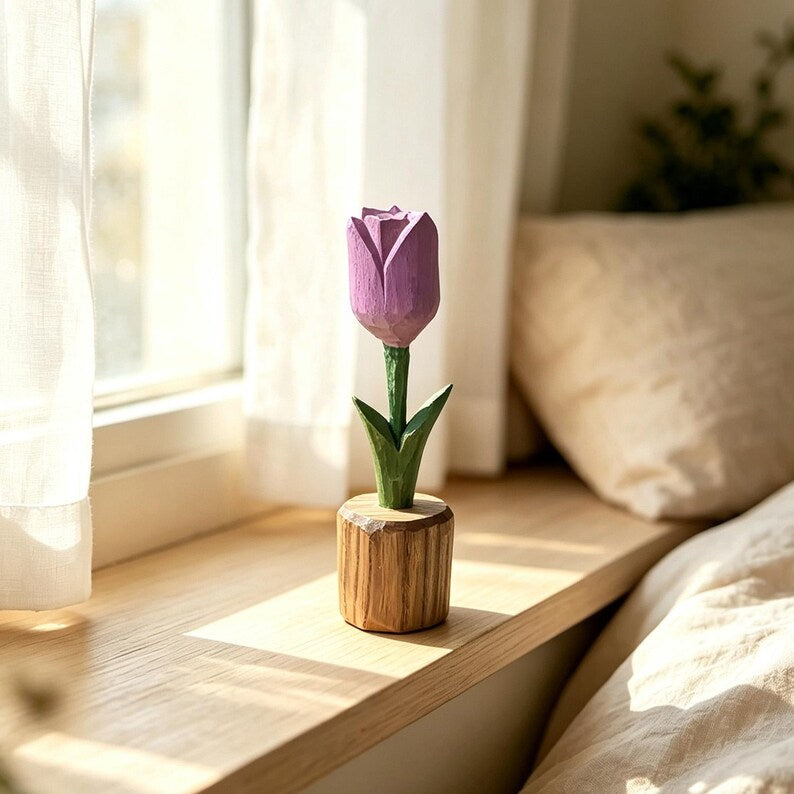 Handgeschnitzte Holzblume Tulpe Rose Sonnenblume Tischdekoration