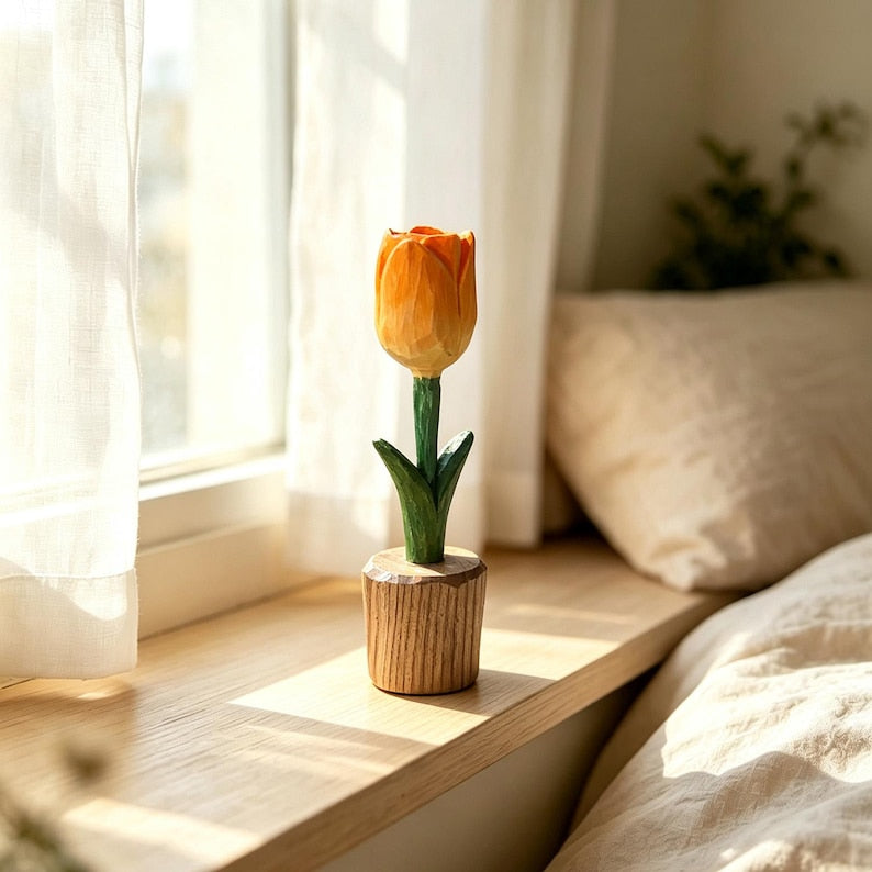 Handgeschnitzte Holzblume Tulpe Rose Sonnenblume Tischdekoration