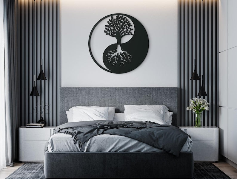 Runde 3D Holz Wanddekoration Yin Yang | Spirituelles Home Dekor