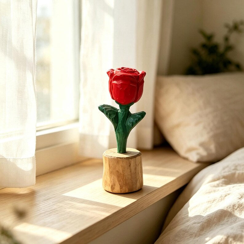 Handgeschnitzte Holzblume Tulpe Rose Sonnenblume Tischdekoration
