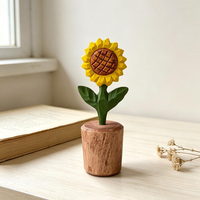 Handgeschnitzte Holzblume Tulpe Rose Sonnenblume Tischdekoration