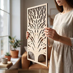 3-teiliges Wandbild aus Holz, Triptychon Baumkunst, Japandi Wandpaneel-Dekor, großes Wandbild, moderne Holzkunst