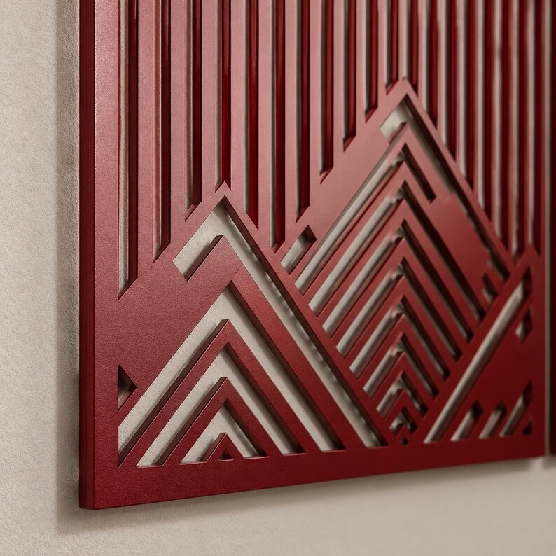 Berg-Metallwandbild 3-teilig, Triptychon Wanddekoration, moderne Metallkunst, 8-36 Zoll, Schwarz Weiß Grau Bronze